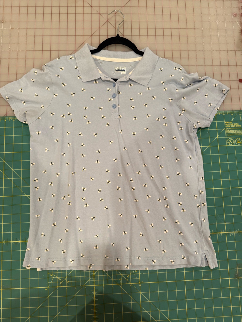 Basic Editions Light Blue Polo with Bee Motif